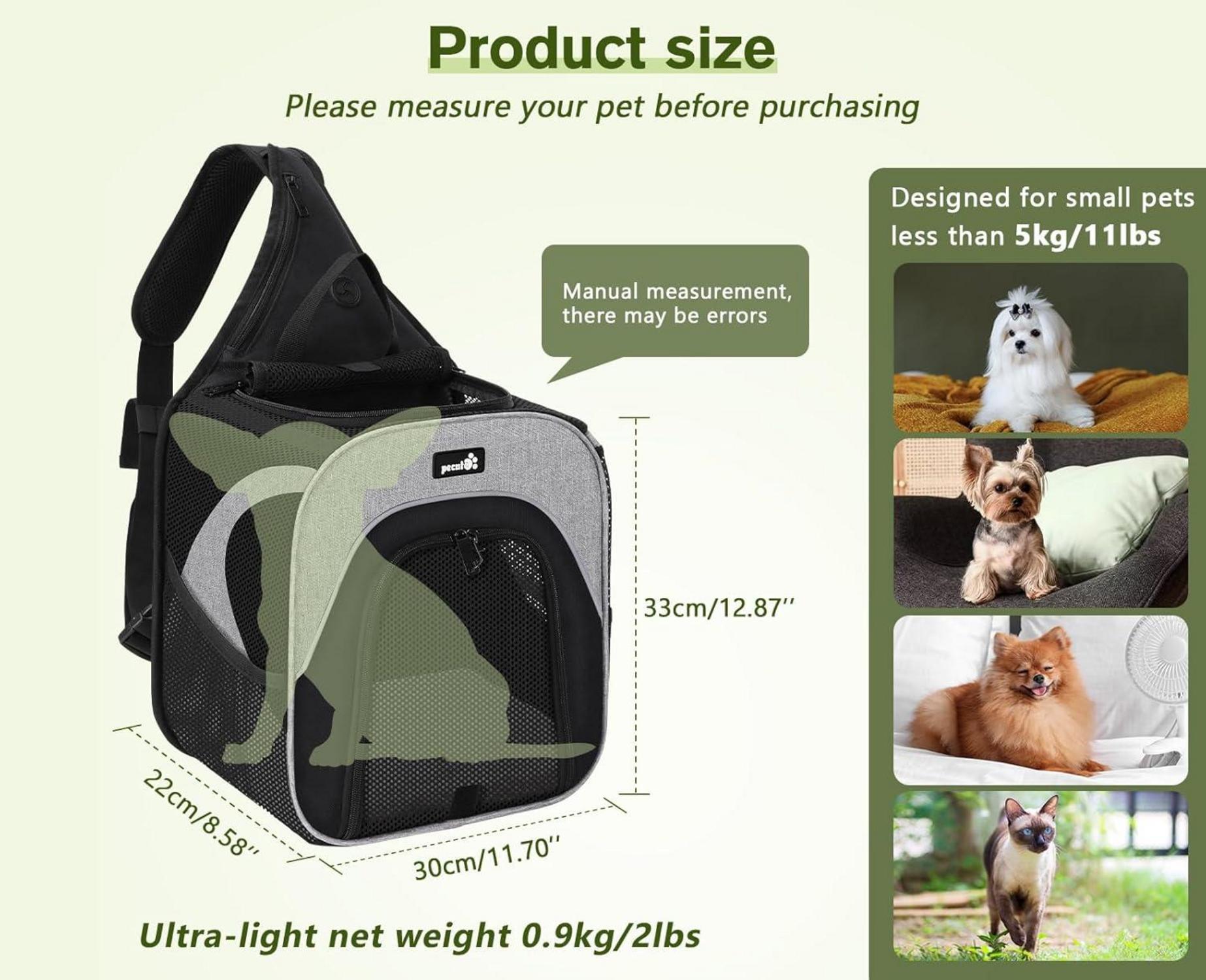 Pecute Katzenrucksack mit Mesh Fenster für Reisen bis 5kg