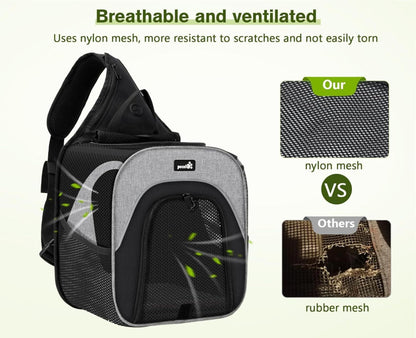 Pecute Katzenrucksack mit Mesh Fenster bis 5kg, Atmungsaktiv & Leicht, Größe 32x30x22cm