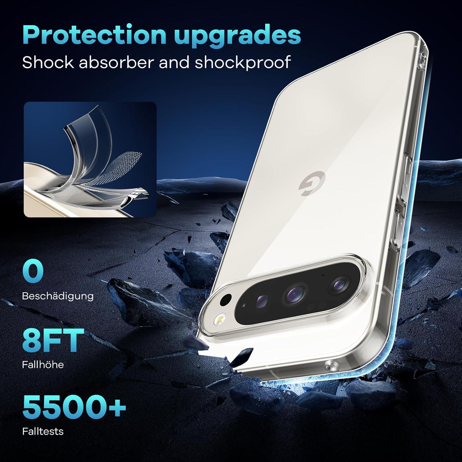 Transparente Stoßfeste Handyhülle Google Pixel 9 Pro XL mit Panzer