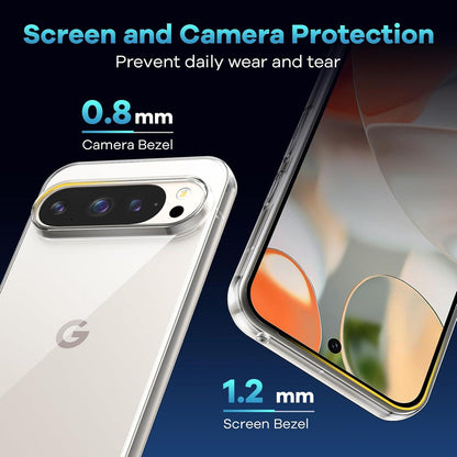 Transparente Google Pixel 9 Pro XL Hülle mit Panzer Glas Schutz - Stoßfest