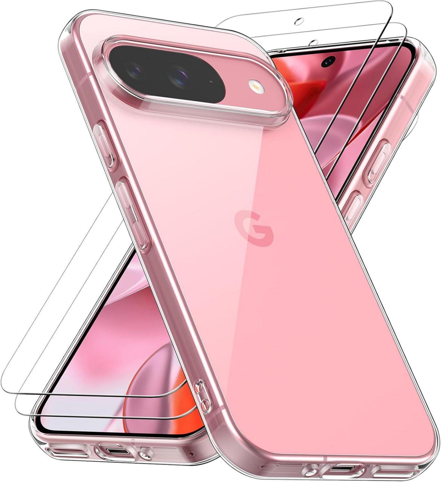 Transparente Handyhülle für Google Pixel 9/9 Pro mit Panzer Schutzglas