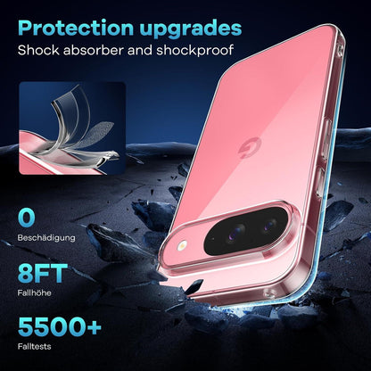 Transparente Handyhülle für Google Pixel 9/9 Pro mit Panzer Schutzglas