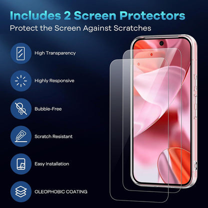 Google Pixel 9/9 Pro Handyhülle mit Panzer Schutz Glas - Transparent & Stoßfest