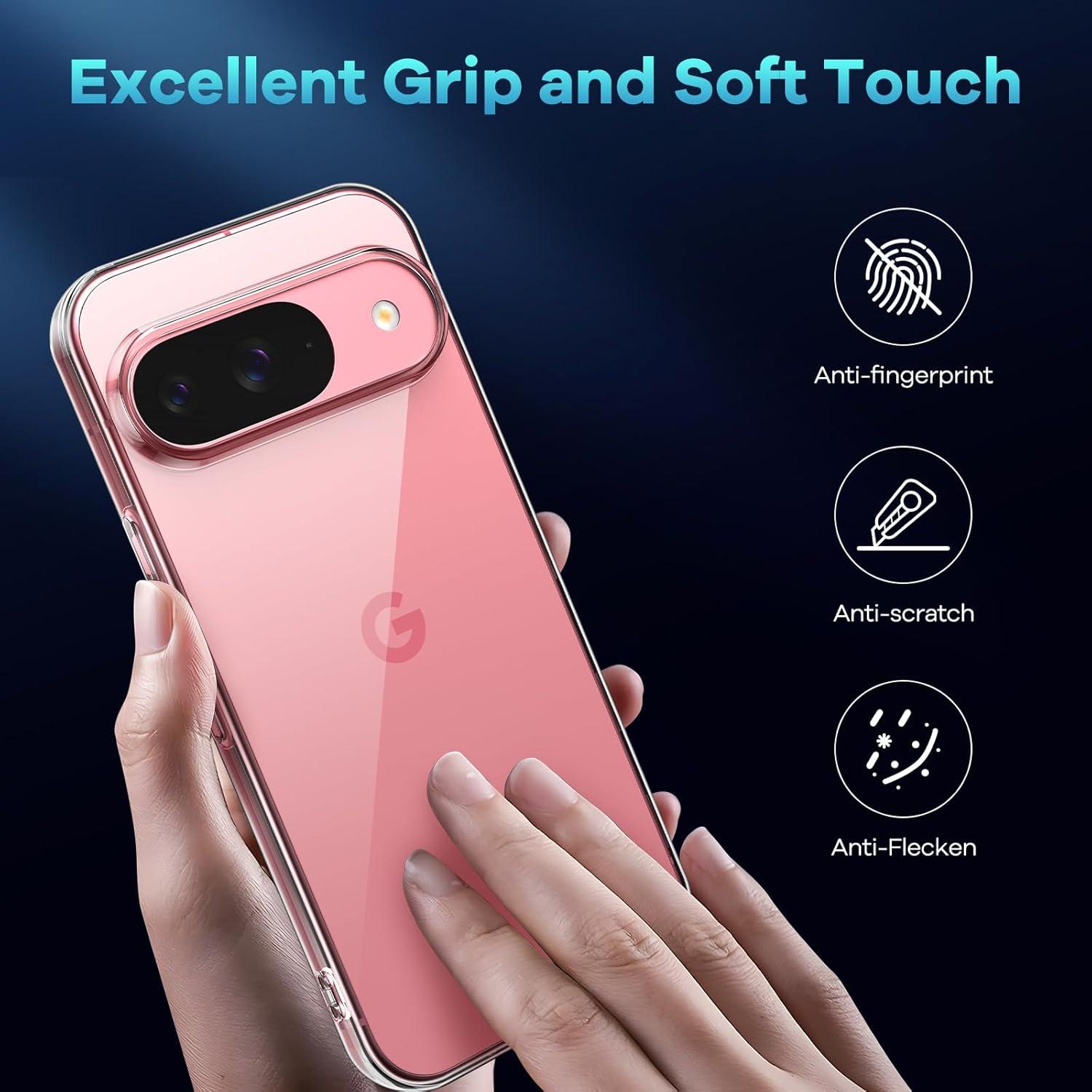 Transparente Stoßfeste Handyhülle + Panzer Schutz-Glas für Google Pixel 9/9 Pro