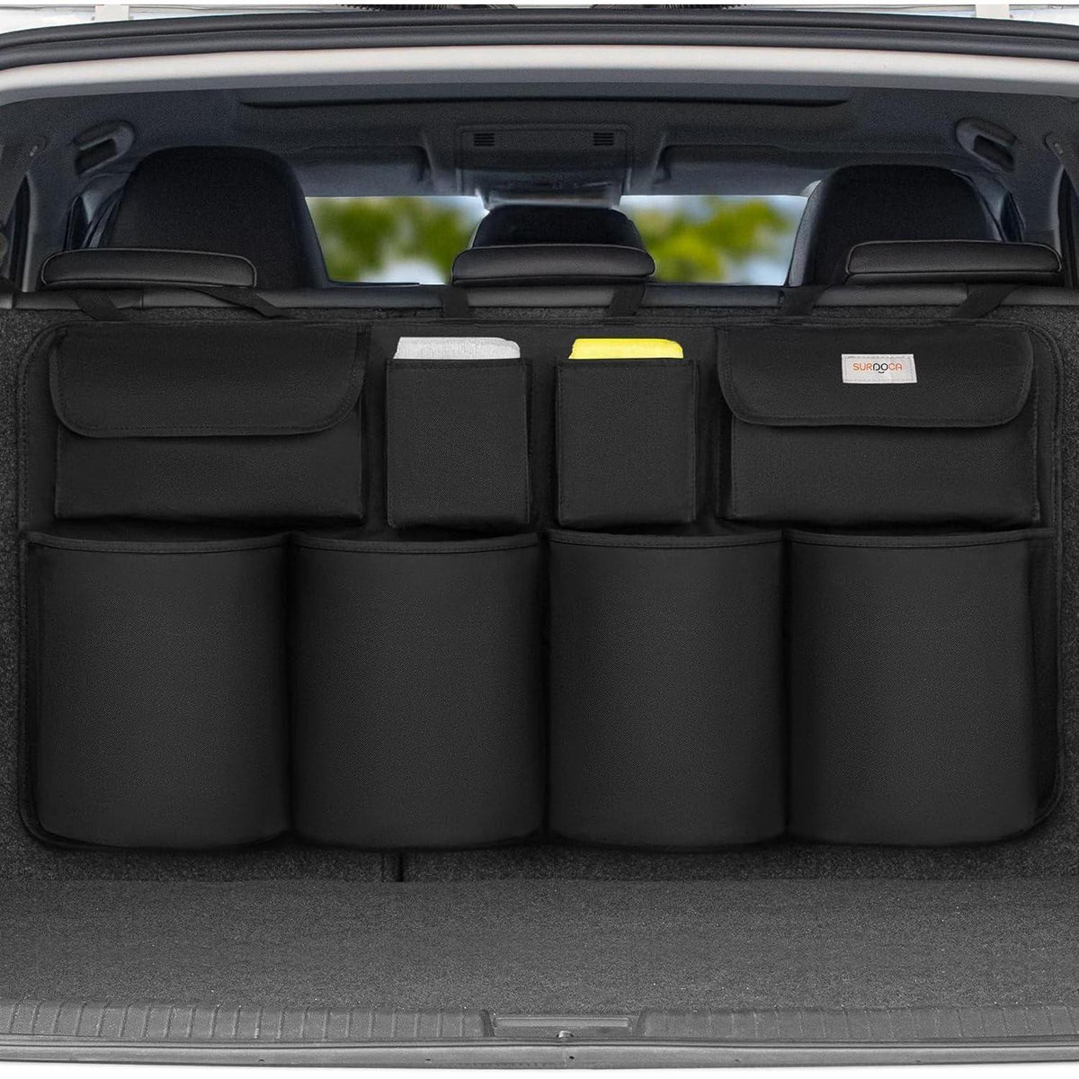 Kofferraum Organizer L-90x46 cm mit 8 Taschen, Schwarz