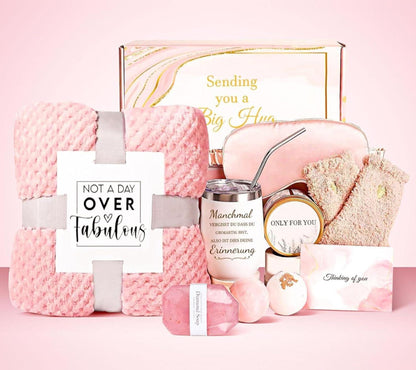 Geschenkset für Frauen mit Kuscheldecke und Edelstahlbecher