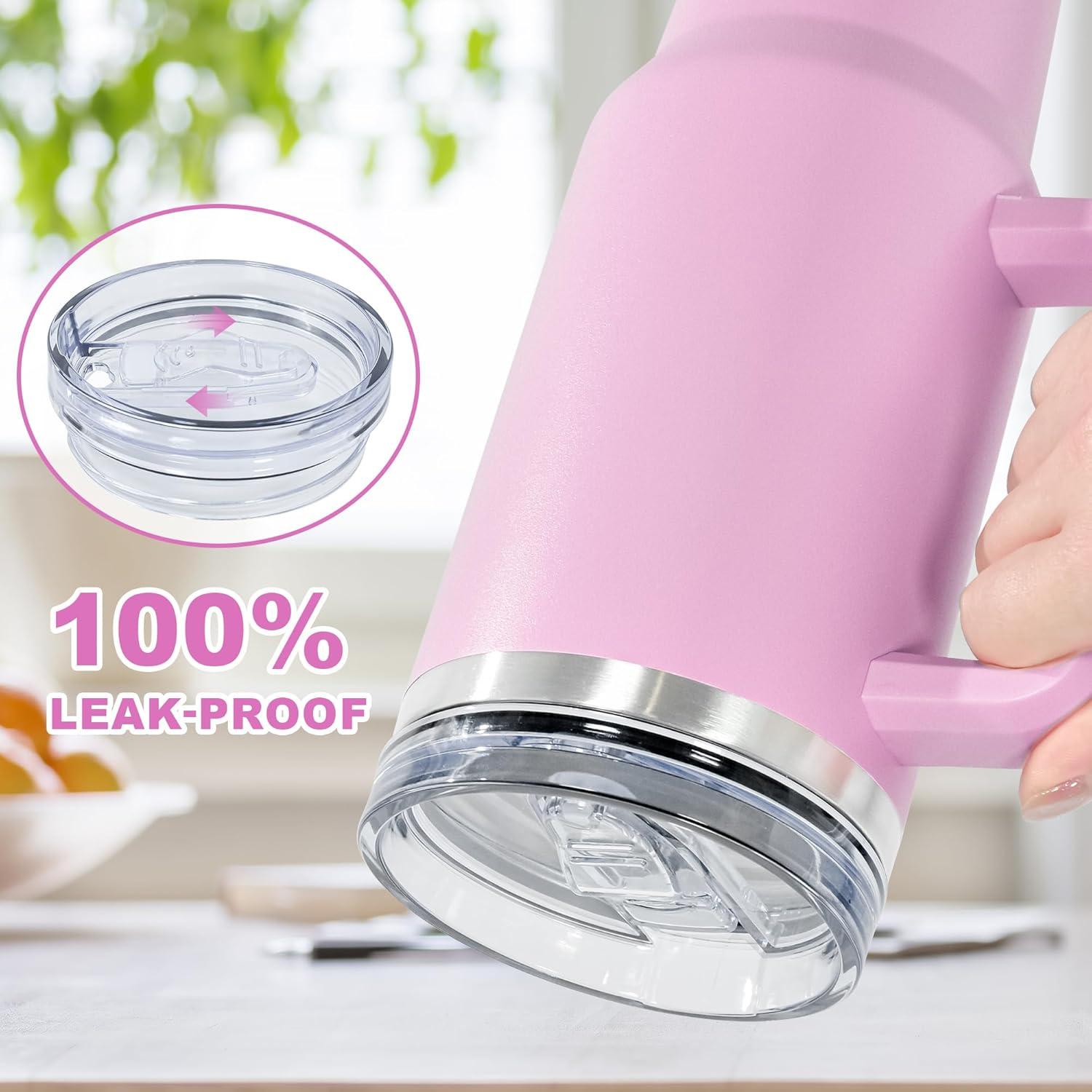 Isolierter Thermobecher mit Strohhalm und Henkel