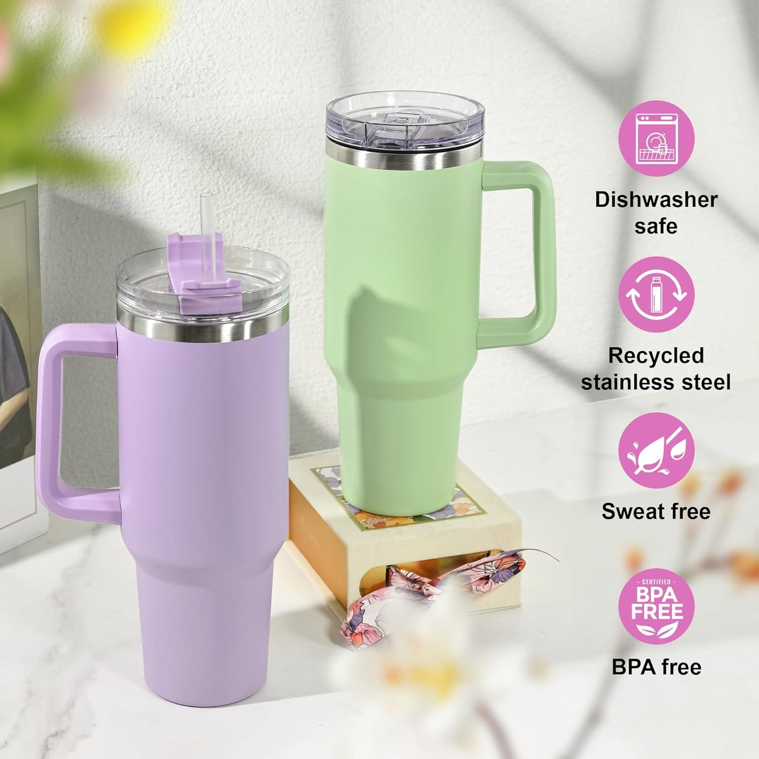 Thermobecher 1,2L mit Strohhalm und Griff, Auslaufsicherer