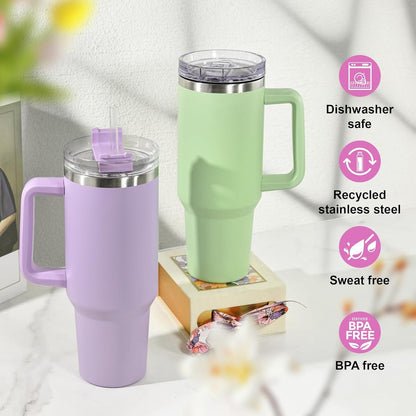Thermobecher 1,2L mit Strohhalm und Griff, Auslaufsicherer