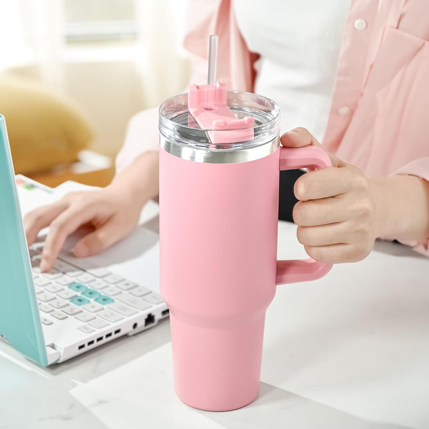 Thermobecher mit Strohhalm 1,2L Vakuumisoliert Kaffeebecher