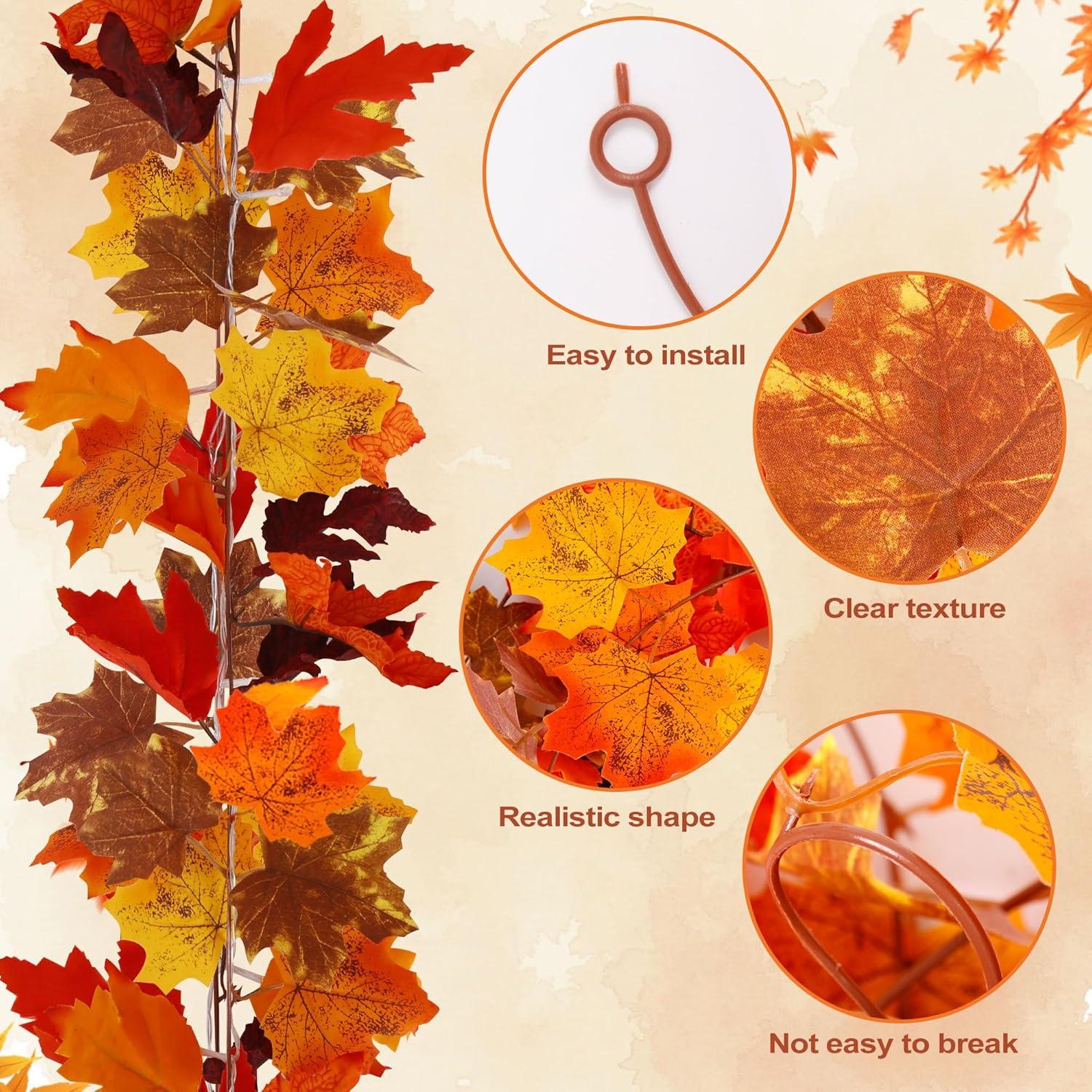 Herbst Ahornblatt Lichterkette Deko Herbstparty Girlande LED 4m