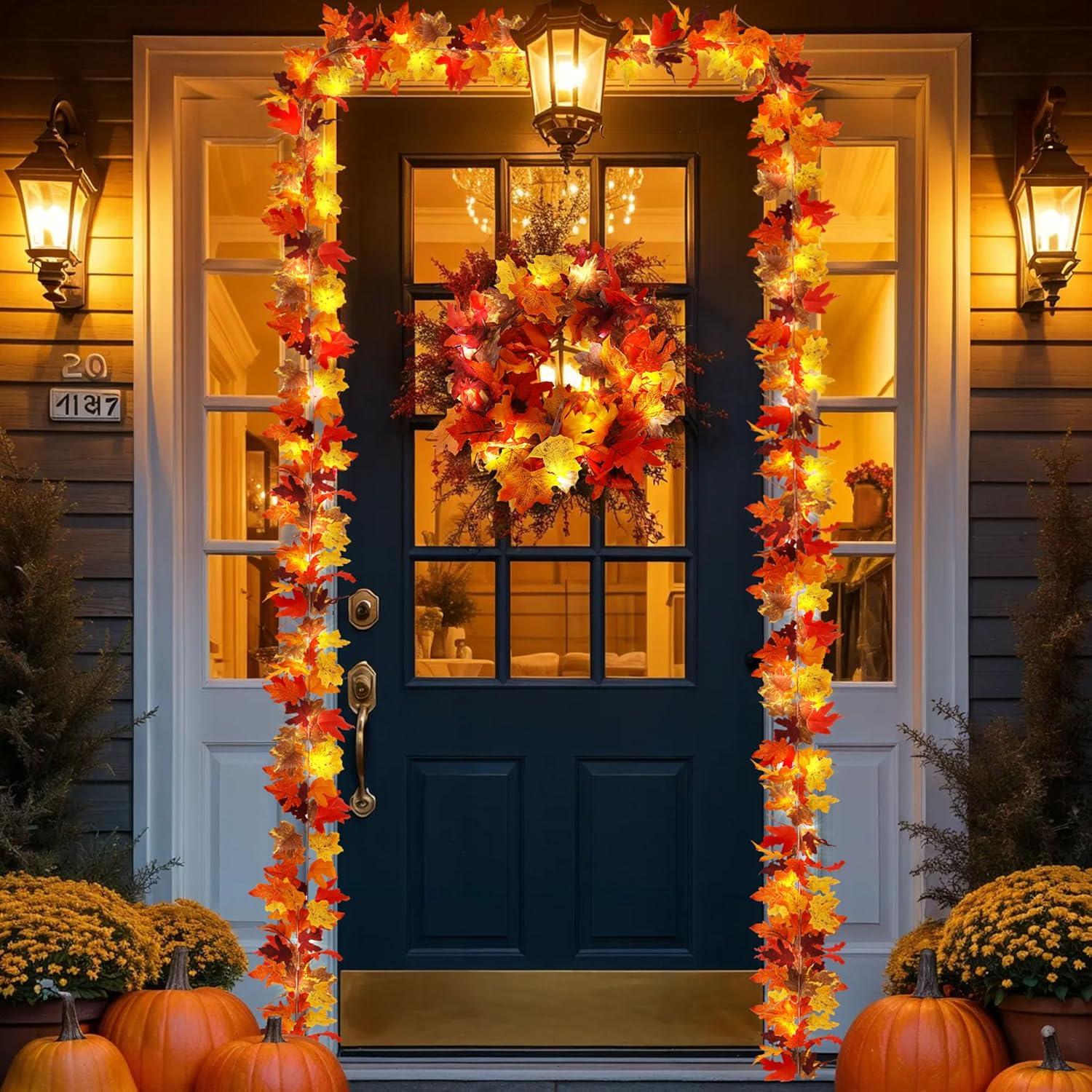 Herbst Ahornblatt Lichterkette Deko Herbstparty Girlande LED 4m