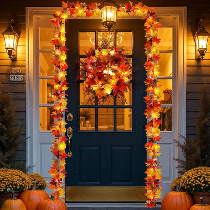 Herbst Ahornblatt Lichterkette Deko Herbstparty Girlande LED 4m