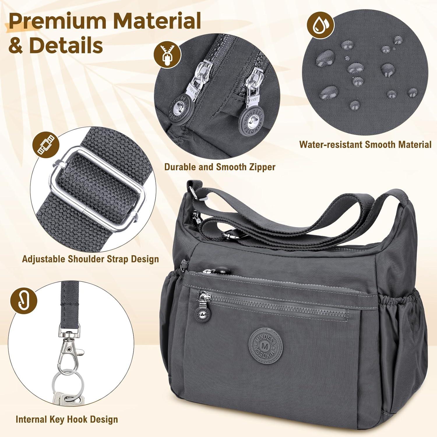 Große WACCET Damen Umhängetasche Wasserdicht Nylon Crossbody Handtasche