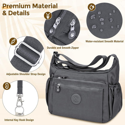 Große WACCET Damen Umhängetasche Wasserdicht Nylon Crossbody Handtasche