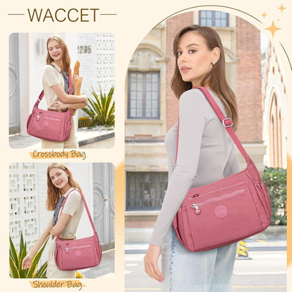 Umhängetasche Damen Groß Wasserdicht Nylon Crossbody Bag Verstellbaren