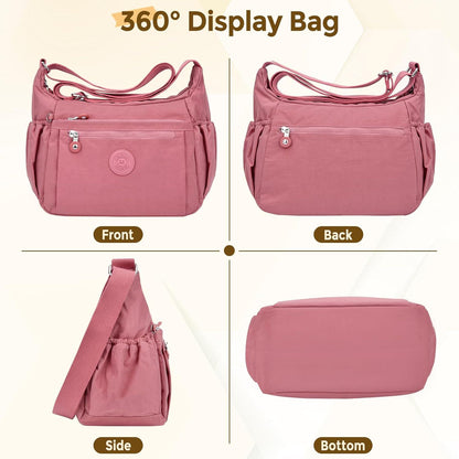 WACCET Damen Umhängetasche Groß Wasserdicht Nylon Crossbody Bag Verstellbarer