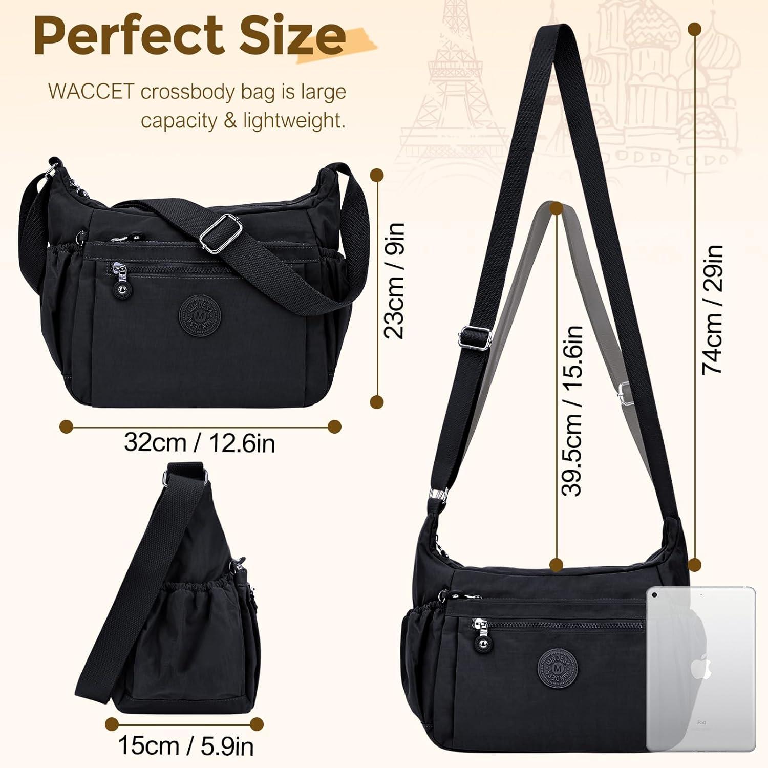 WACCET Umhängetasche Damen Groß Wasserdicht Nylon Crossbody