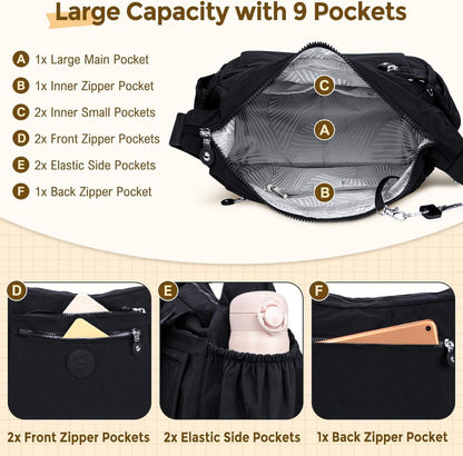 WACCET Umhängetasche Damen Wasserdicht Nylon Crossbody Bag