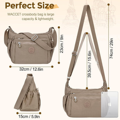 WACCET Umhängetasche Damen Groß Wasserdicht Nylon Crossbody