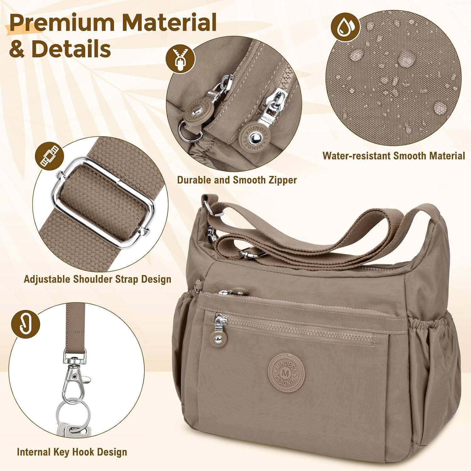 WACCET Damen Umhängetasche Wasserdicht Nylon Crossbody Bag