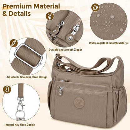 WACCET Damen Umhängetasche Wasserdicht Nylon Crossbody Bag
