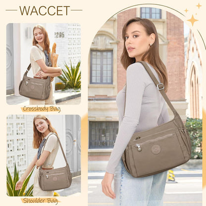Umhängetasche Damen Groß Wasserdicht Nylon Crossbody Bag Verstellbarer