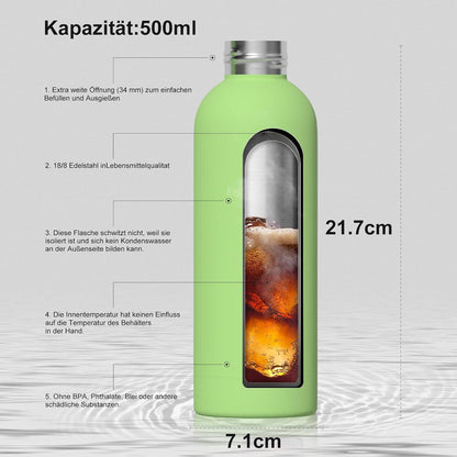 Isolierte Trinkflasche Edelstahl 500 ml grün für Schule Büro
