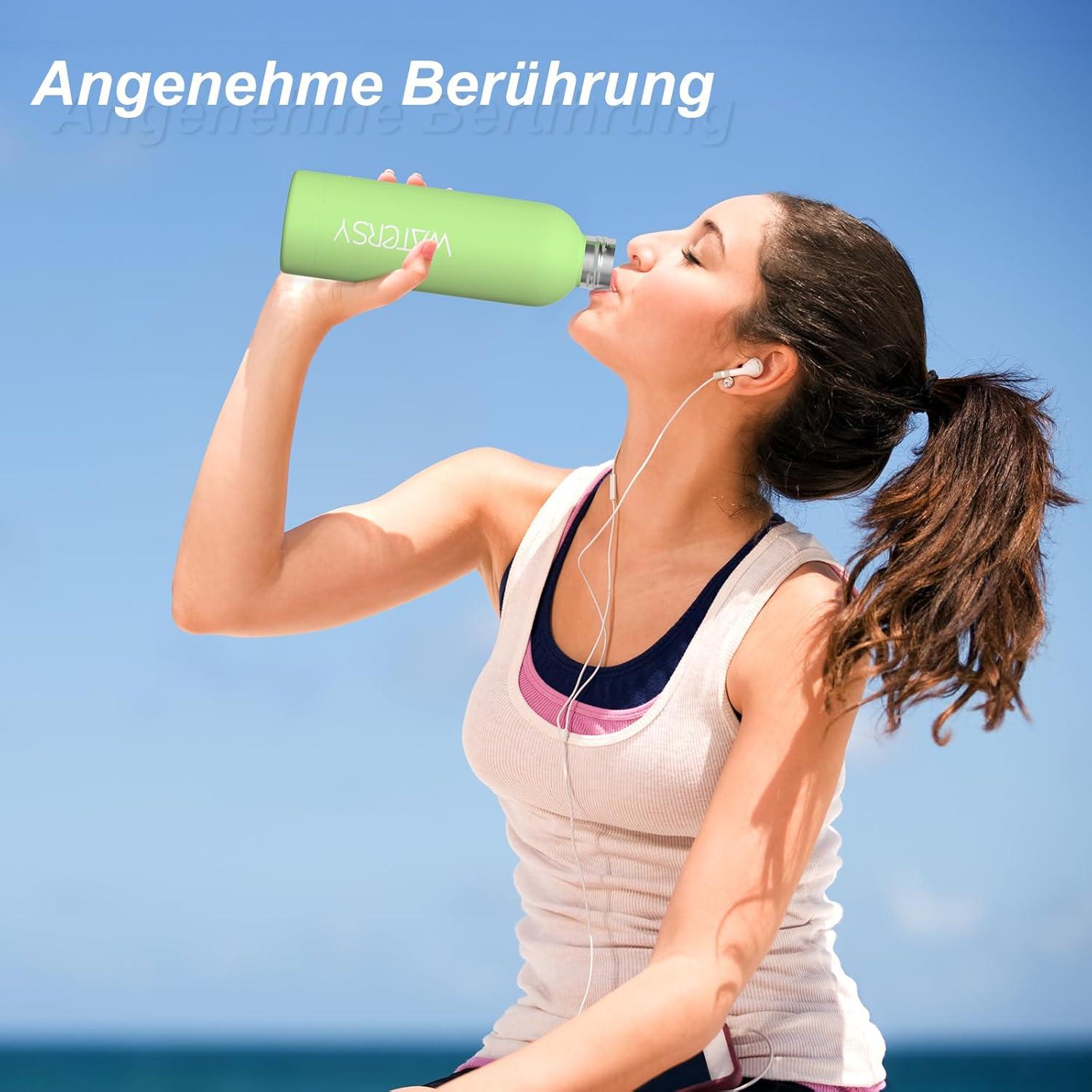Isolierte Trinkflasche Edelstahl 500ml Thermo Thermoflasche grün