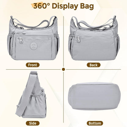 WACCET Umhängetasche Damen Groß Wasserdicht Nylon Crossbody Bag Verstellbarer