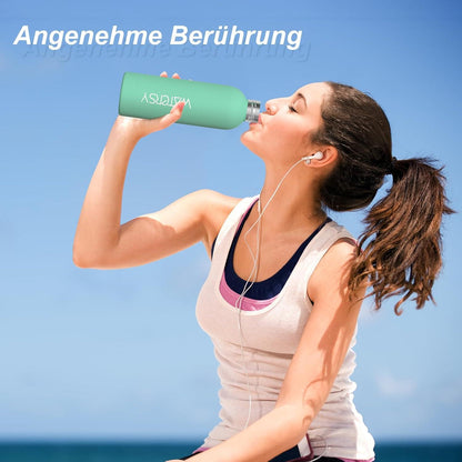 Isolierte Trinkflasche Edelstahl 500 ml Thermo Wasserflasche Auslaufsicher Minze