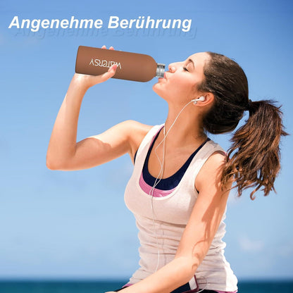 Isolierte Edelstahl Trinkflasche 500ml Thermoskanne Auslaufsicher KaltWarm