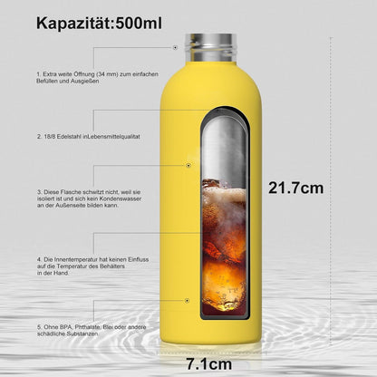 Isolierte Edelstahl Trinkflasche Thermoflasche 500ml gelb