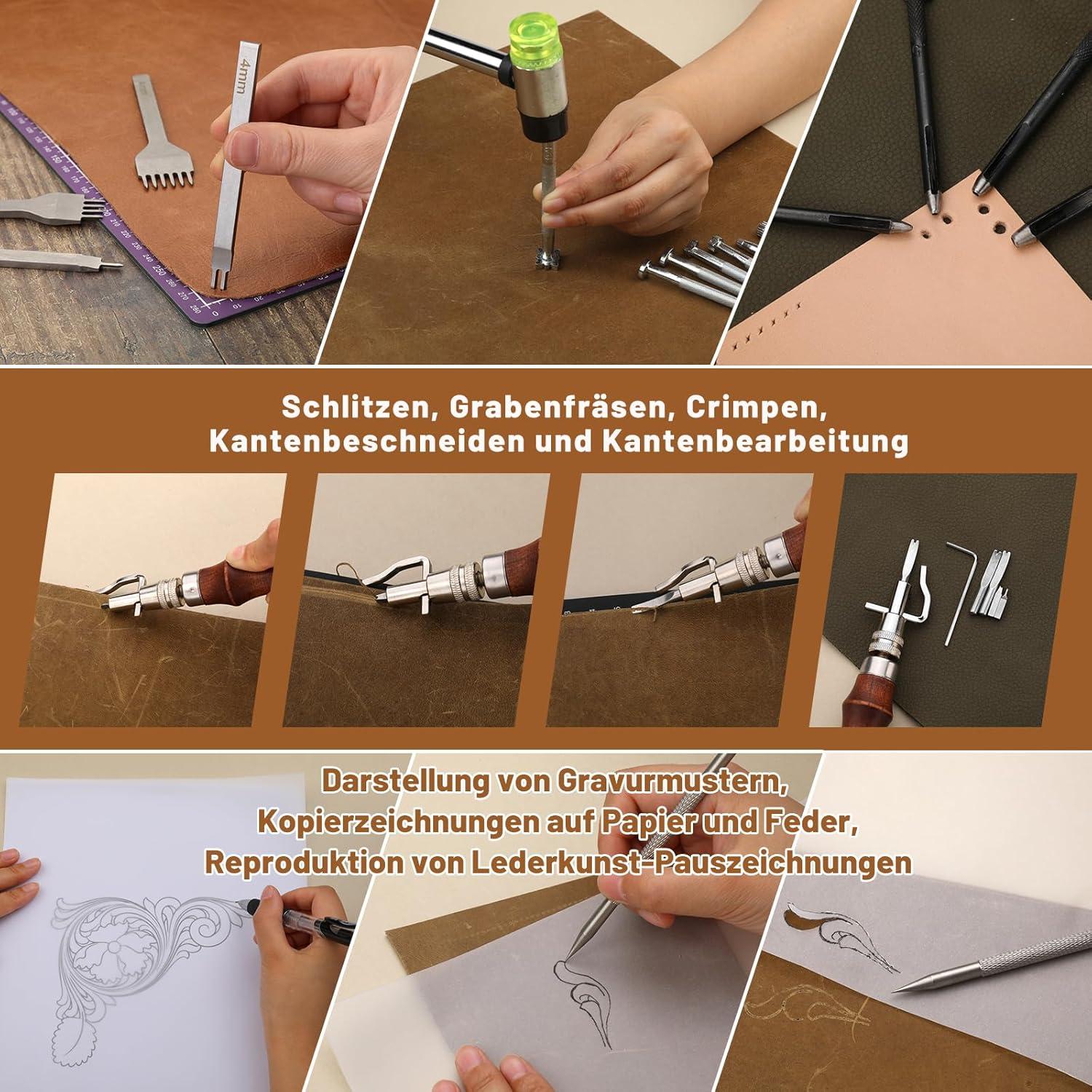 Lederwerkzeug Set 102-teilig Ledernähen Stanzen Prägen