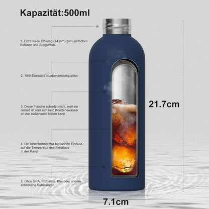 Isolierte Edelstahl Trinkflasche 500 ml Thermosflasche Sport kalt warm