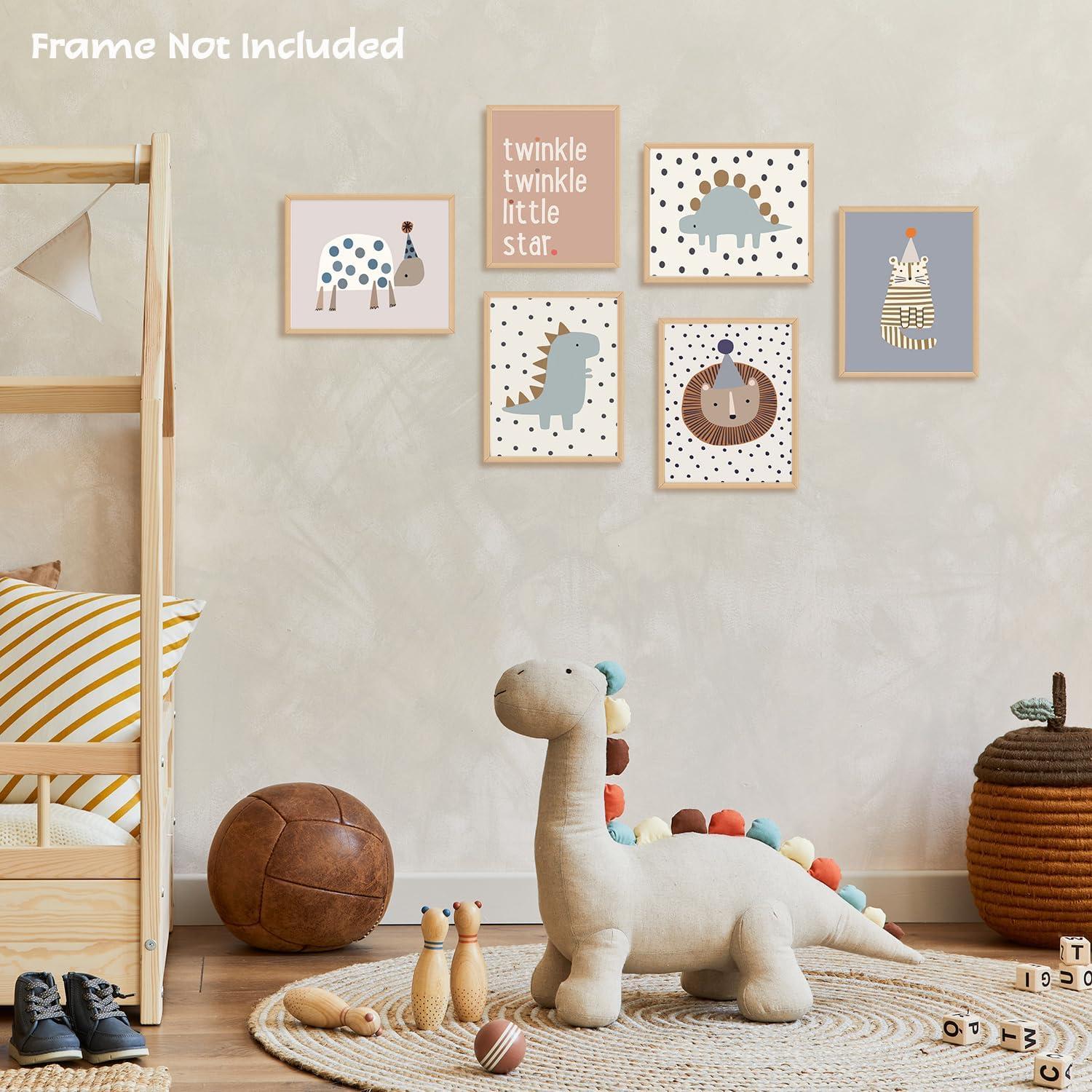 Tierische Wandkunst Poster Set für Kinderzimmer - 6er Pack 8x10 Leinwandbilder, ungerahmt