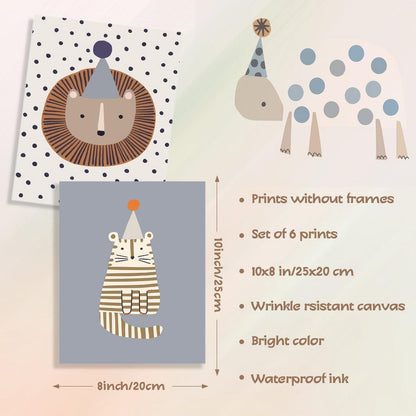 Tier Leinwand Poster Kinderzimmer Dekor Set 6 8x10 NymphFable