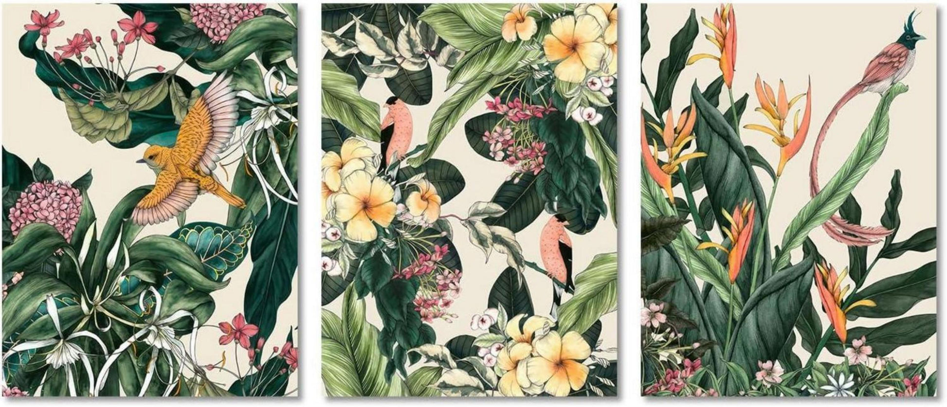 Blume Vogel Wanddekoration Poster Grüne Botanische Drucke Vintage