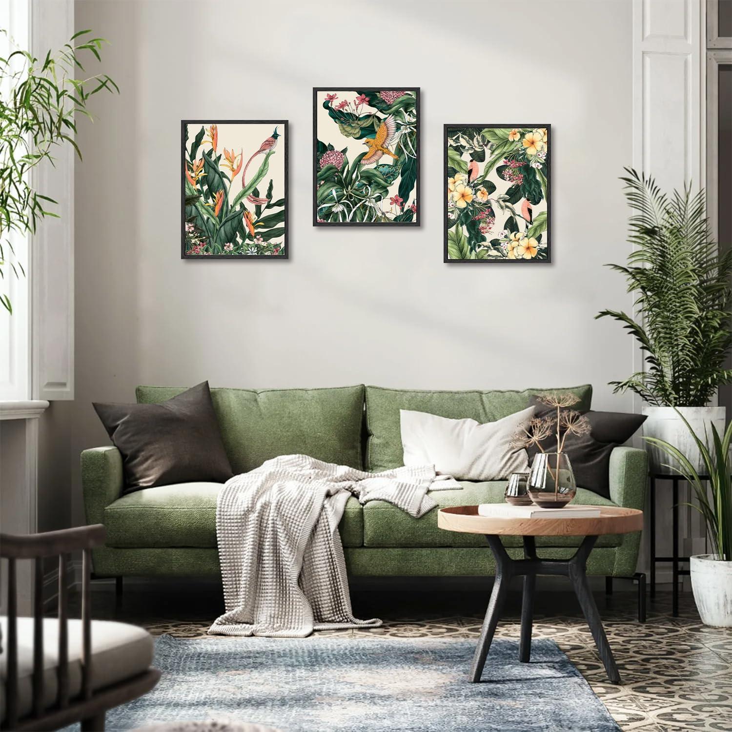 Blume Vogel Vintage Wand Poster Set 12x16 Botanisches Drucke