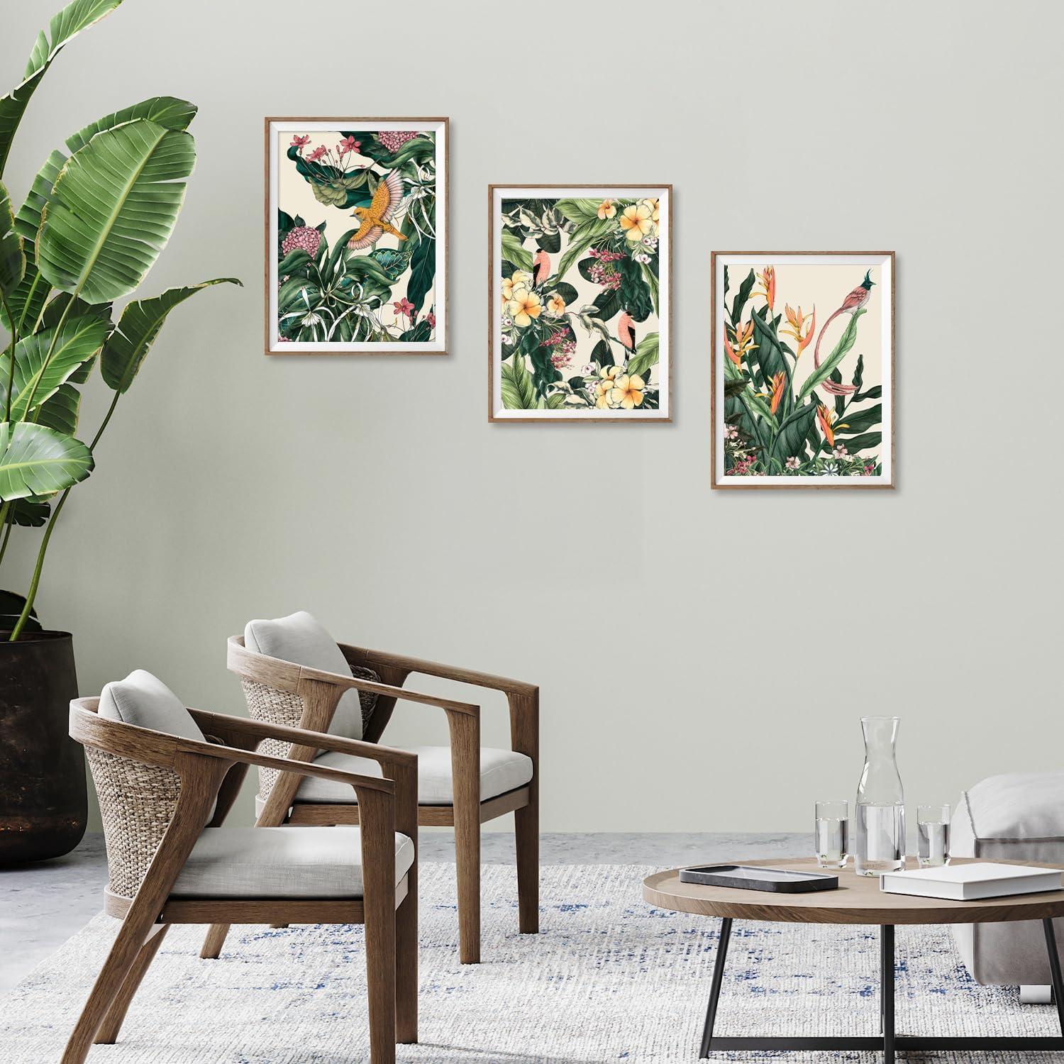 NymphFable Blume Vogel Wand Poster für Schlafzimmer 12x16 im Set von 3 Botanische