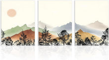 Abstrakte Berg Poster Set Wald Sonne Leinwand Wanddeko 30x40 3er Set