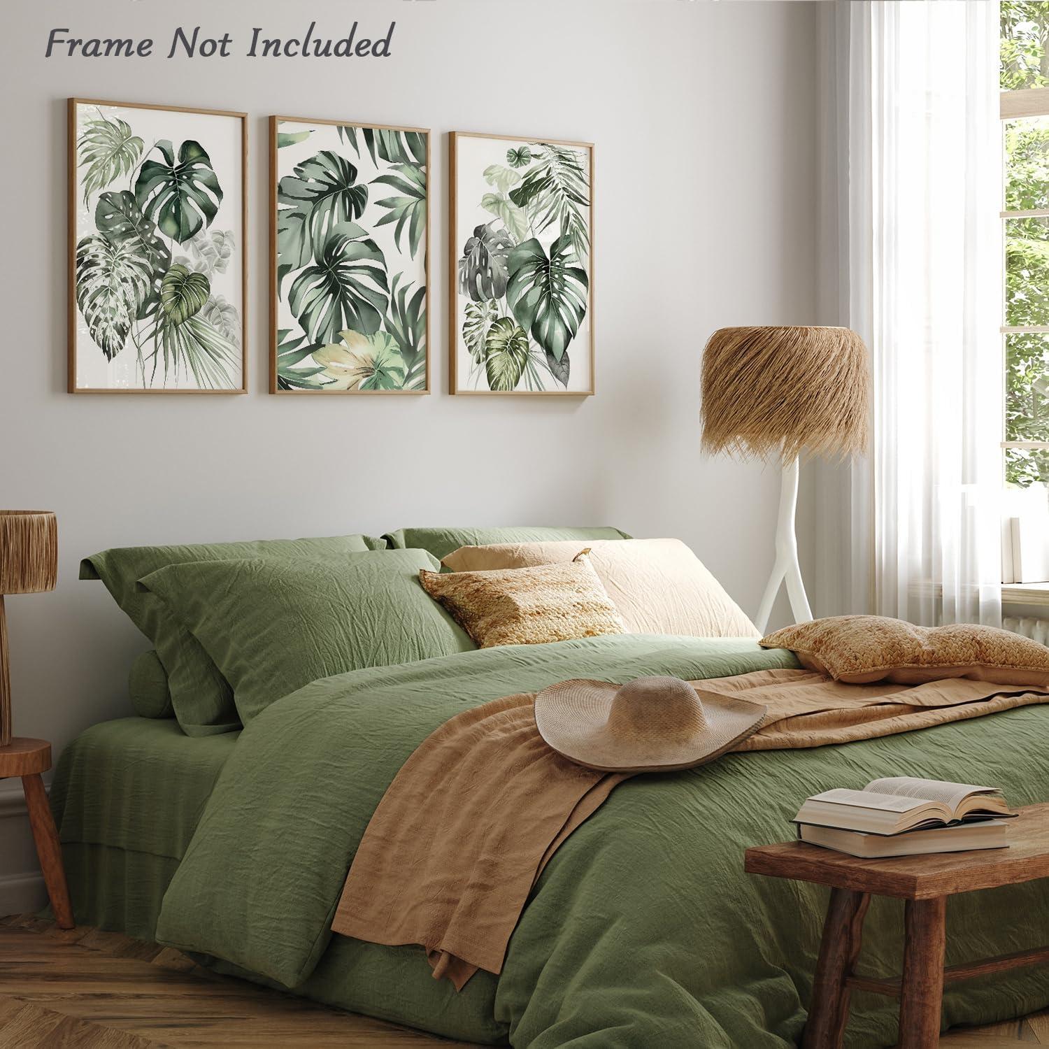Grüne Botanical Wandkunst Poster Set 12x16 Zoll 3er Pack