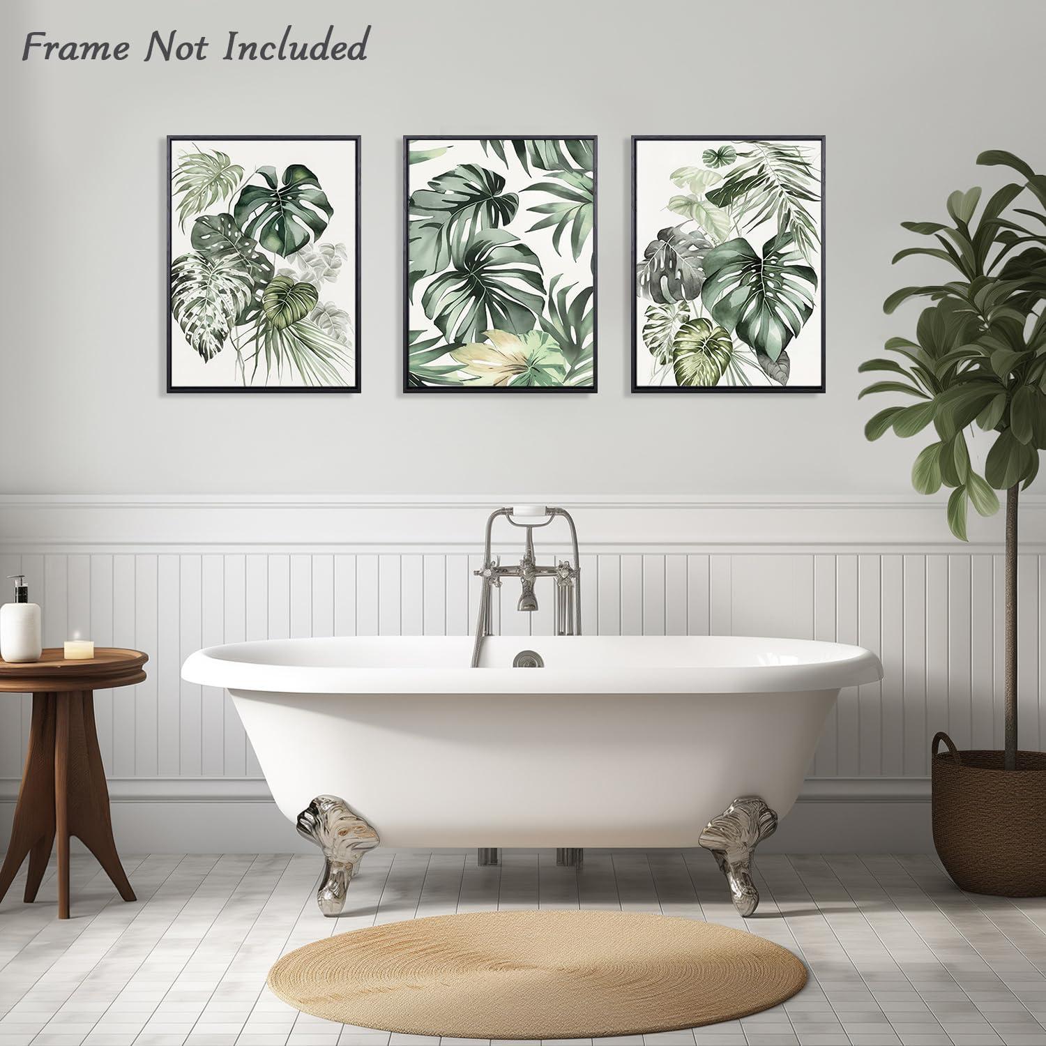 NymphFable Botanical Wall Decor Poster Set Bedroom Bathroom Leaf Prints