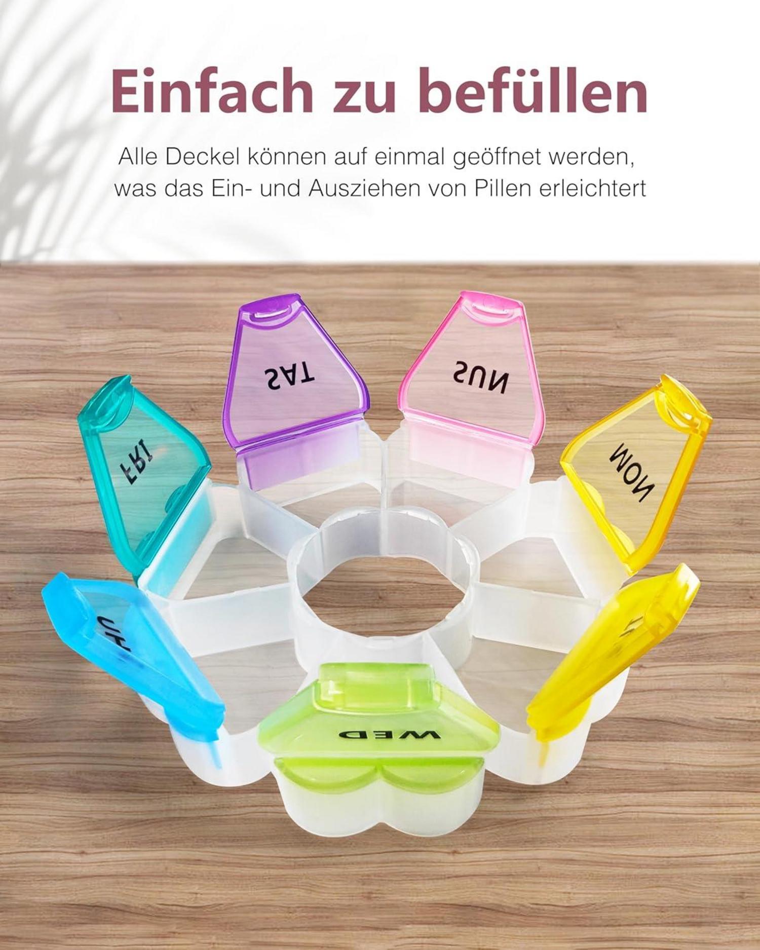 Runde herzförmige Pillenbox mit 7 großen