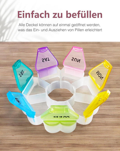 Runde herzförmige Pillenbox mit 7 großen