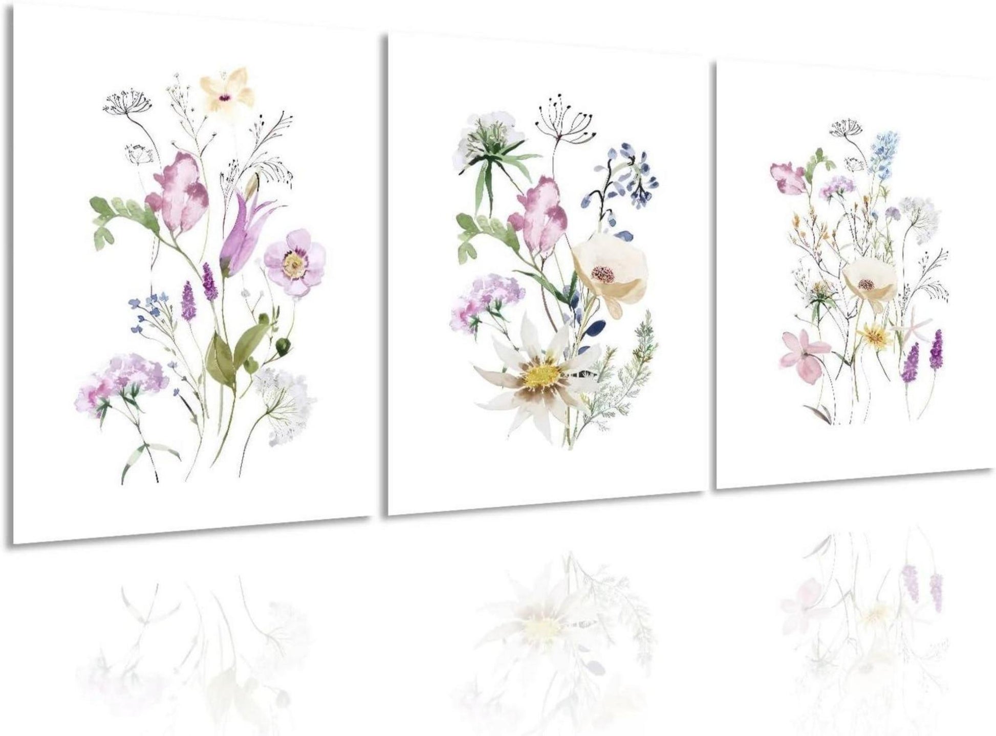 Aquarellblumen Wanddekoration Wildblumen Poster Set 12x16 3er Pack