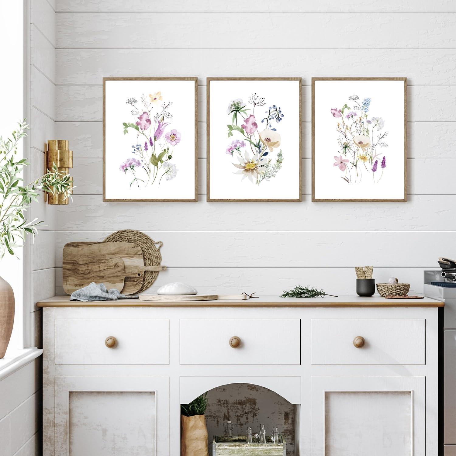 Aquarellblumen Wanddekoration Wildblumen Poster Set 12x16 3er Pack