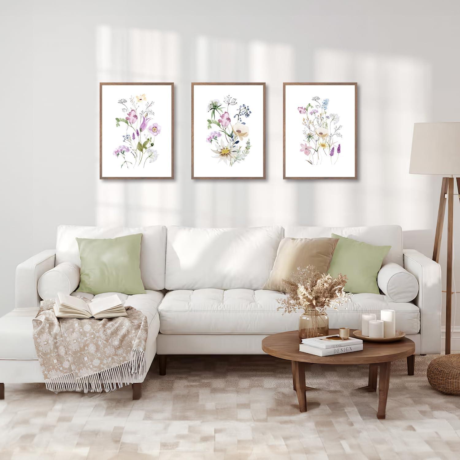 Aquarellblumen Wanddekoration Poster 3er Set Wildblumen 12x16 ungerahmt