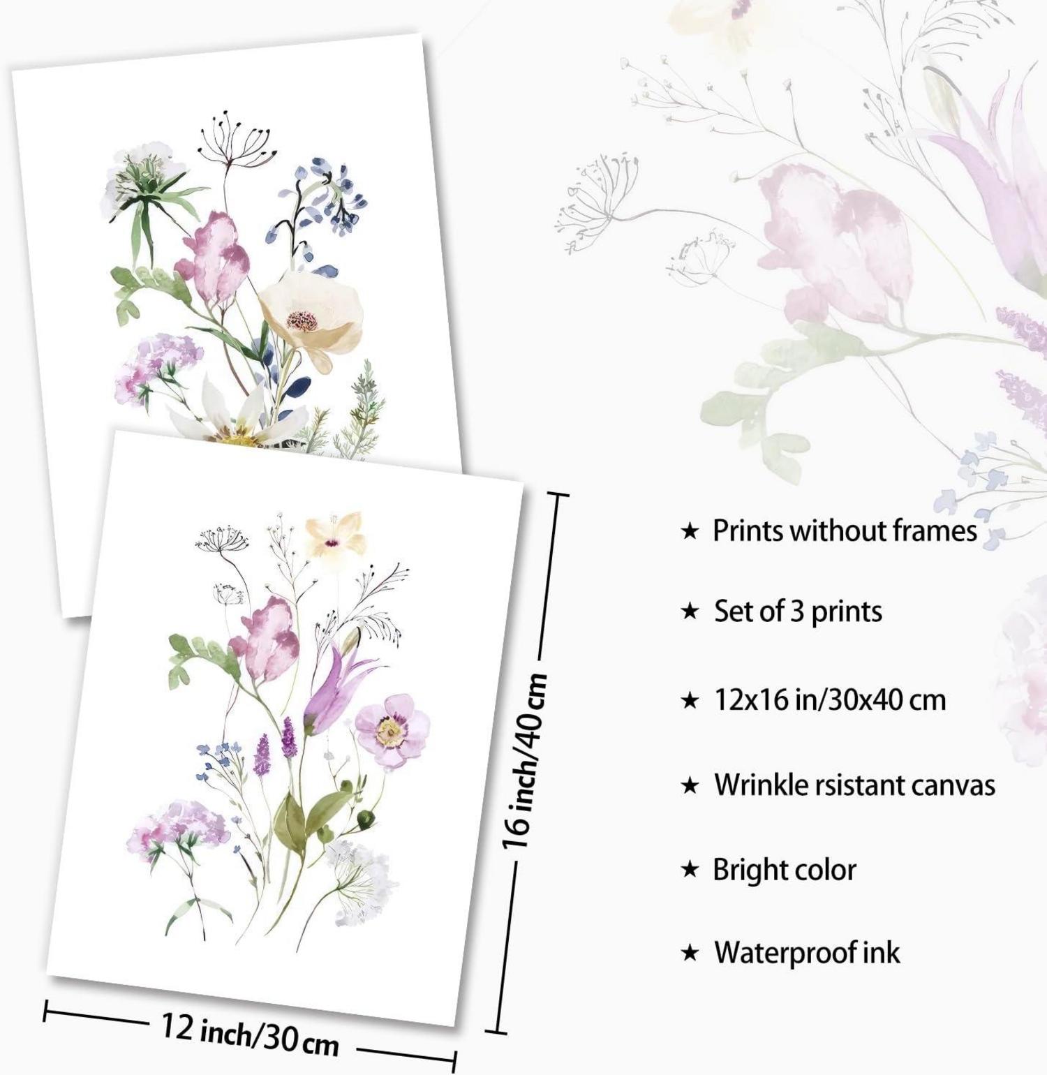 NymphFable Aquarellblumen Poster Set Wanddekoration 12x16 Wohnzimmer