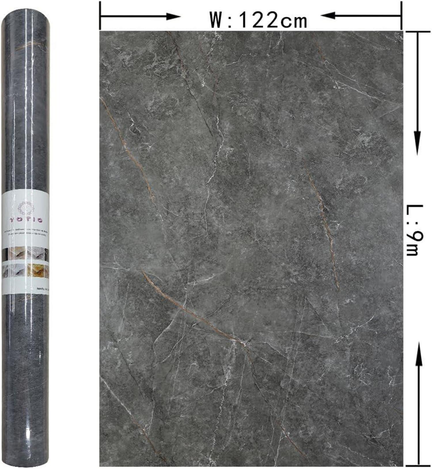 Selbstklebende Marmor Möbelfolie 122cmx9m Hellgrau DIY Vinyl-Wandfolie